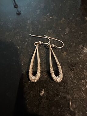Brighton  Silver Teardrop Dangle Earrings - Sparkling Accent